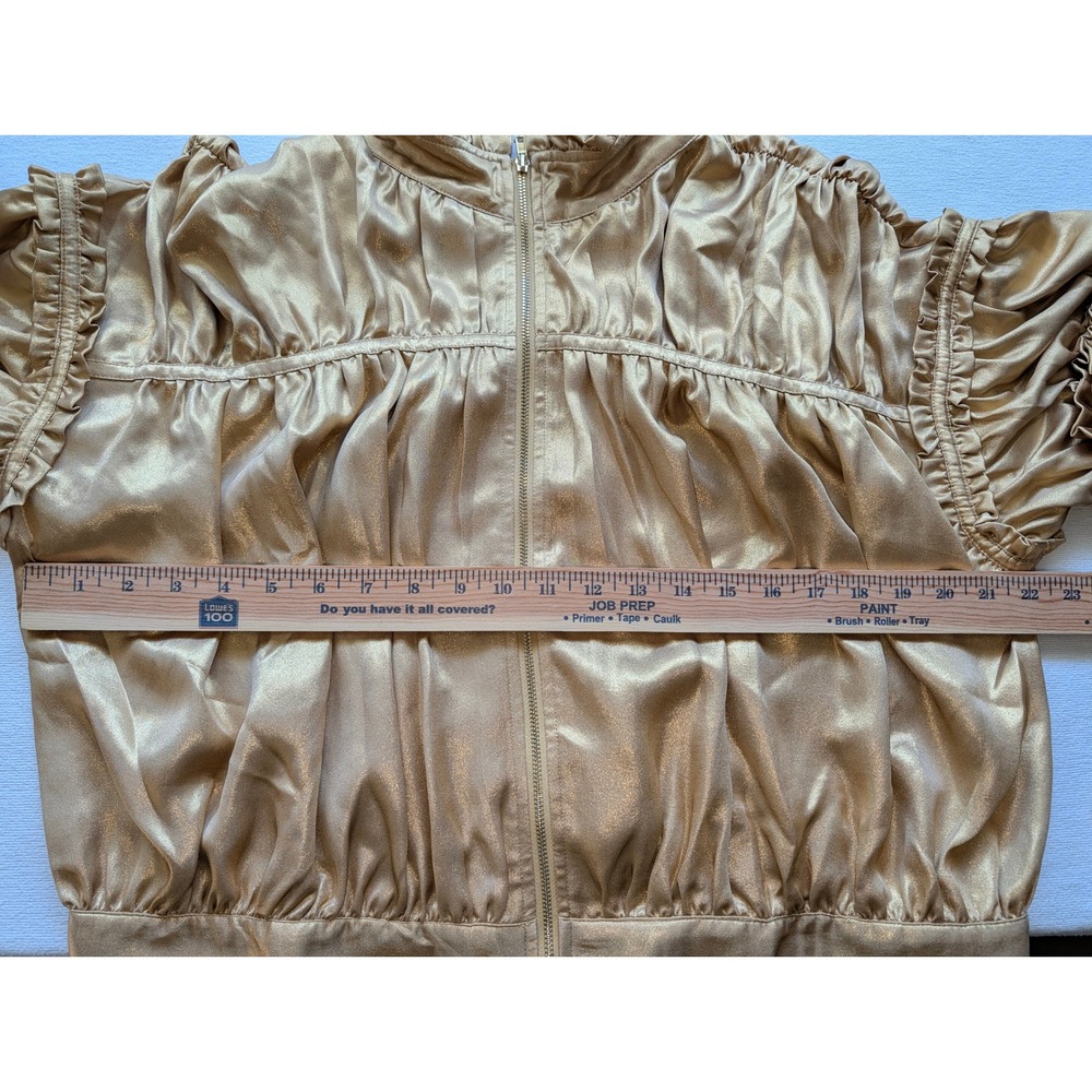Current Air Los Angeles Gold Metallic Ruffle Blouson Jacket XL Oversized - Picture 9 of 10